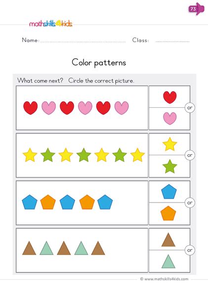 esl pages patterns worksheets pattern worksheet  kindergarten