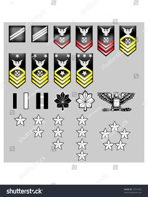 Us Navy Rank Insignia For Officers And Enlisted In Vector