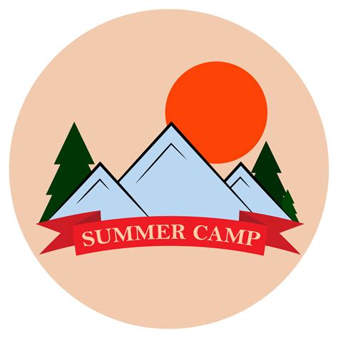 summer camp logo  flat style camp logo  mountains forest