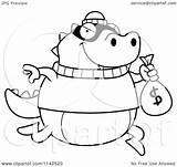 Lizard Robbing Bank Clipart Cartoon Outlined Coloring Vector Cory Thoman Royalty sketch template