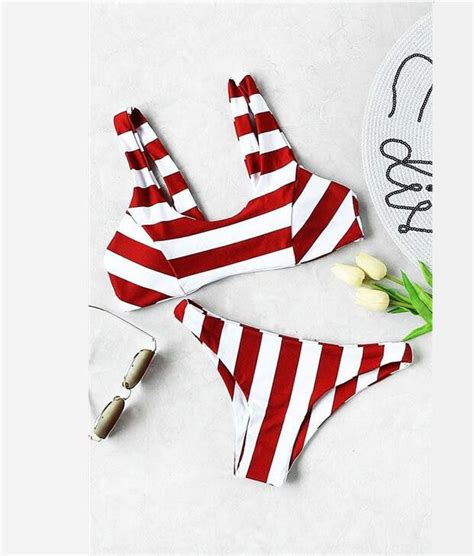 sexy hot red white stripe two piece bikini two piece bikini bikini set