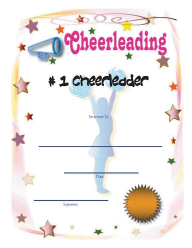 cheerleading award certificates printable  downloadable