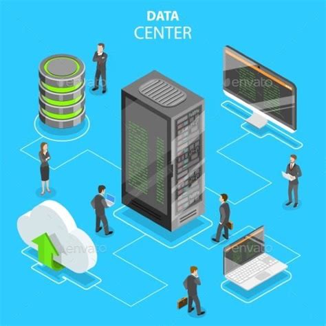 Data Center Flat Isometric Vector Concept Data Center