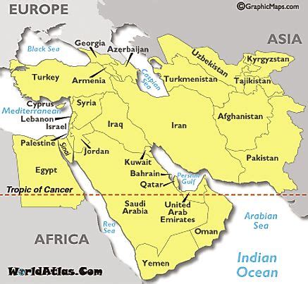 middle east time zone map worldatlascom
