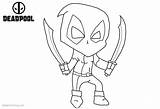 Deadpool Chibi Coloring Pages Line Printable Friends Color Kids sketch template