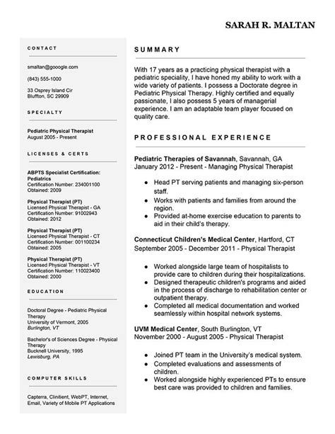 resume examples physical therapist business analyst resume manager