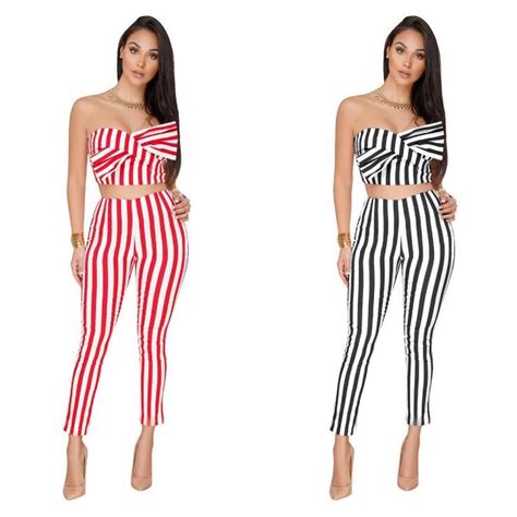 Two Piece Set Tracksuit 2018 Striped Sexy Sleeveless Tracksuit Women