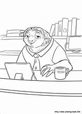 Coloring Zootopia Pages Sloth Popular sketch template