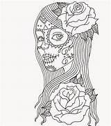 Coloring Pages Dead Girl Skull Muertos Dia Los Sheets Halloween sketch template