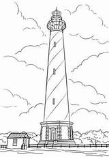 Lighthouse Coloring Cape Hatteras Carolina North Pages Lighthouses Printable Colouring Drawing Template Print House Drawings Disegno Cod Large Tattoo Maine sketch template