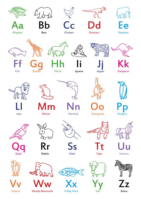 alphabet animals printable