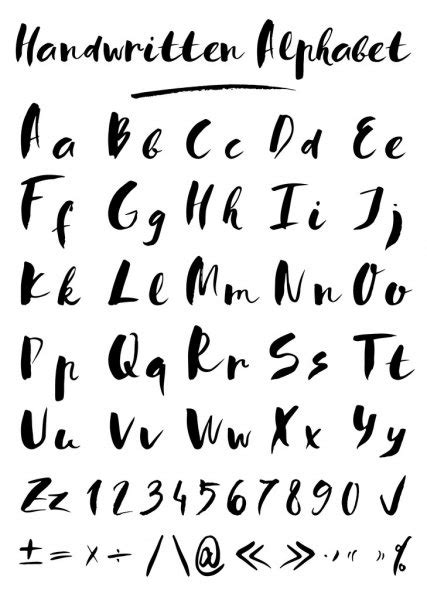 alfabeto manuscrito cursivas letras pretas fontes vetoriais isolar  fundo branco vetores