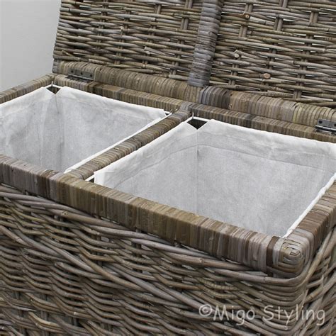 wasmand duo met sorteervakken grey rotan bestel  migostyling