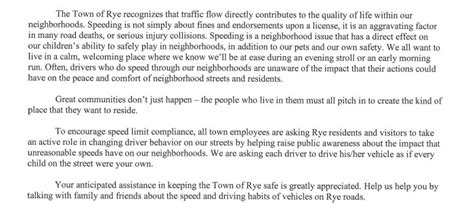 rye police department  letter   residents  visitors  rye