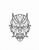 Mask Oni Samurai Drawing Mech Lineart Vector Getdrawings Deviantart sketch template