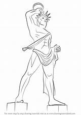 Colossus Rhodes Draw Drawing Step Drawingtutorials101 Pluspng Categories Featured Related sketch template