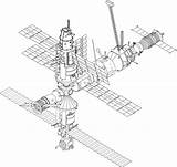 Space Station Mir Sketch Vector Clipart Domain Public sketch template