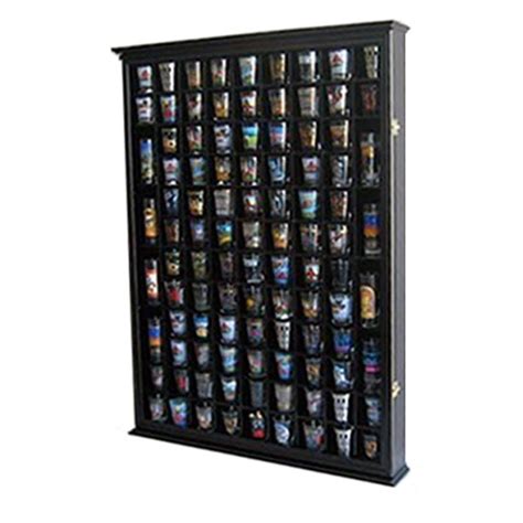 100 Shot Glass Display Case Holder Shadow Box Wall Cabinet With