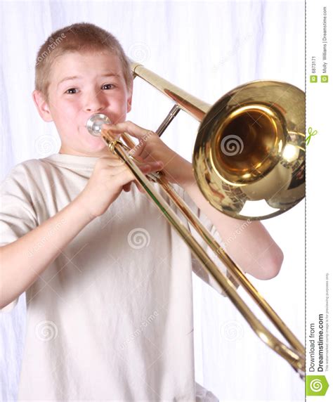 trombone player  stock image image  horn practicing