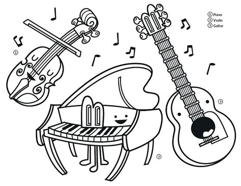 musical instruments color worksheet sketch coloring page