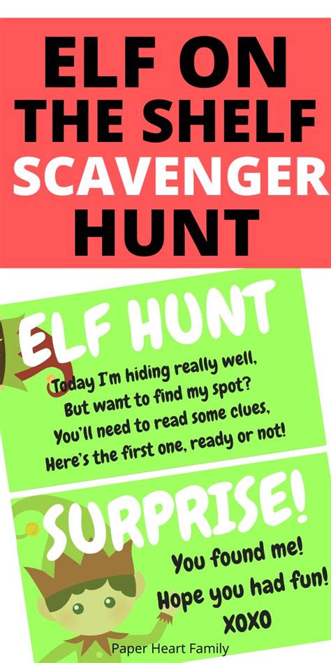 elf   shelf scavenger hunt printable elf