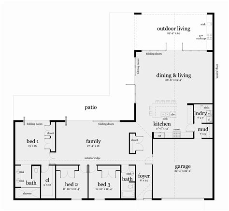 shaped floor plans beautiful  shaped ranch style house plans  shaped ranch house designs