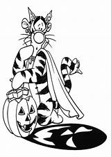 Halloween Coloring Pages Ausmalbilder Disney Printables Scared Tiger Pooh Cliparts Scary Cat Clipart Printable Malvorlagen Monster Color Winnie Library Ausdrucken sketch template