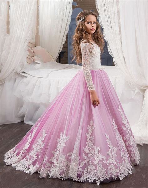 long sleeves little princess flower gilr dress pageant dress 2t 3t 4t