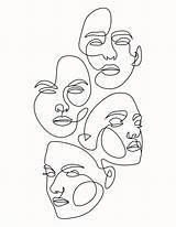 Drawing Line Face Aesthetic Abstract Lineart Multiple Drawings Faces Minimalist Outline Simple Painting Draw Canvas Heart Choose Board Amazon sketch template