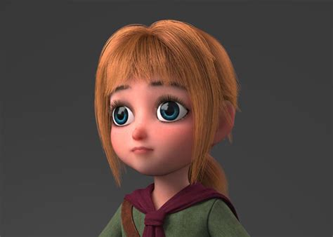 cartoon girl rigged 3d model rigged cgtrader