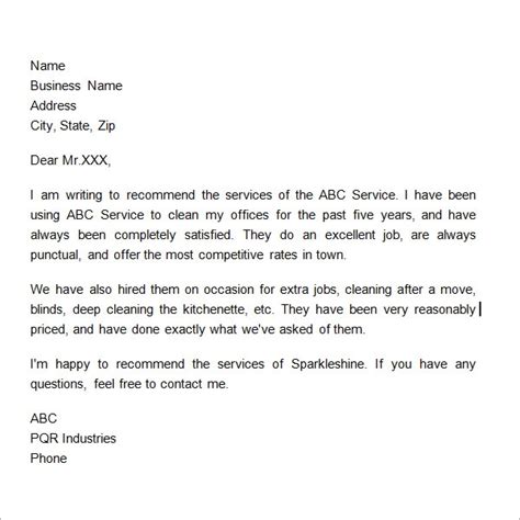 business reference letter templates  ms word