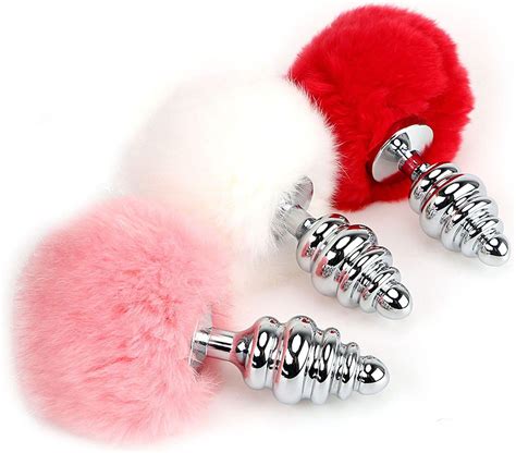 fun store 3 colors metal butt plug rabbit tail stainless