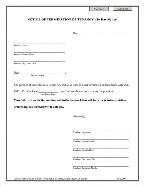 tenancy termination letter templates   ms word