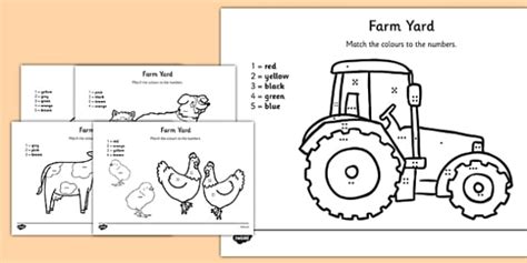 farm colour  number counting worksheet worksheet