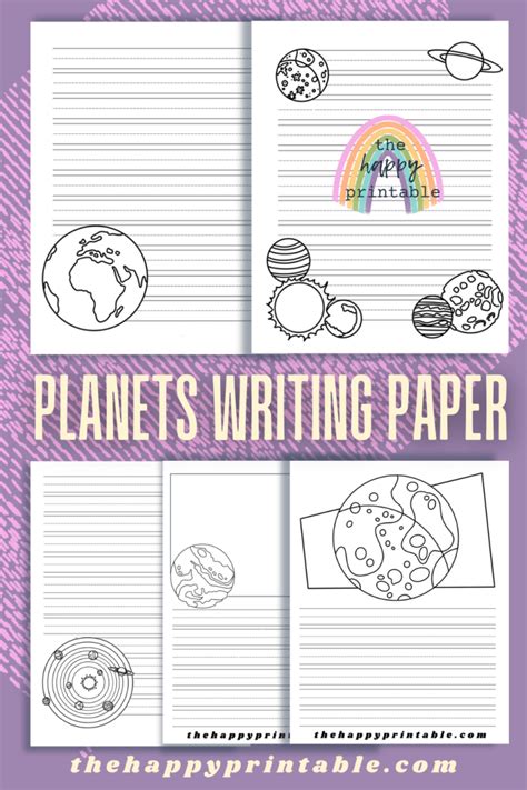 planet themed writing paper  kids  happy printable