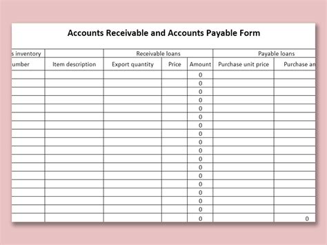 excel  accounts receivable  accounts payable formxls wps
