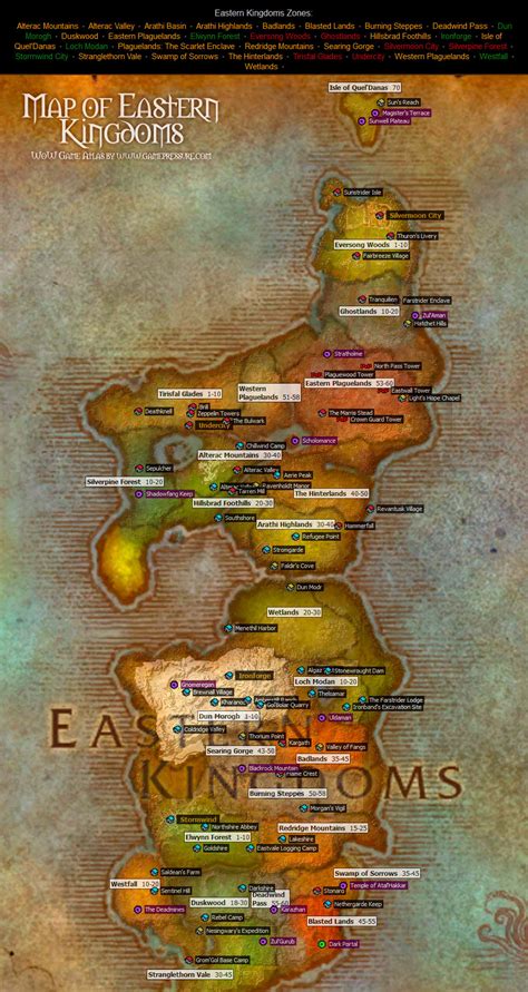 Eastern Kingdoms Map From World Of Warcraft Game