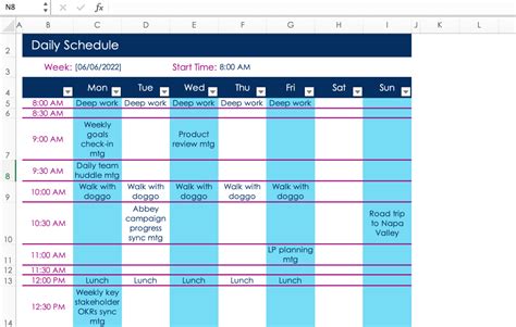 schedule planning  excel