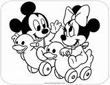 Mickey Minnie Coloring Baby Pages Disney Printable Disneyclips Ducks Riding Toy Pluto Babies Funstuff sketch template