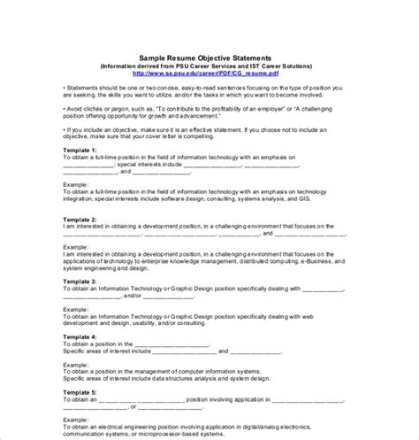 sample resume  objective statement  sample