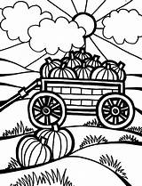 Coloring Carriage Harvests Pumpkins sketch template