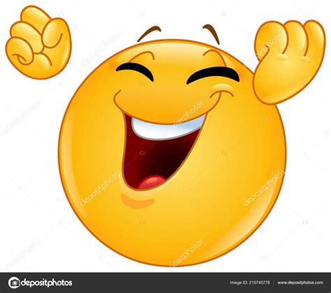 excited happy emoticon raising  clenches fists making winning celebrating stock vector image