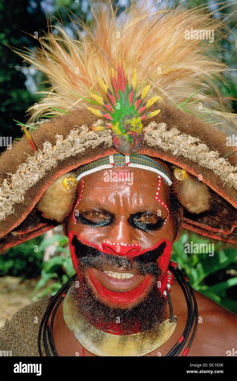 huli tribesman at sing sing celebration highlands papua