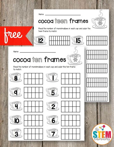 cocoa ten frames ten frames kindergarten kindergarten math