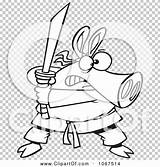 Pig Sword Outlined Ninja Illustration Royalty Clipart Vector Toonaday sketch template