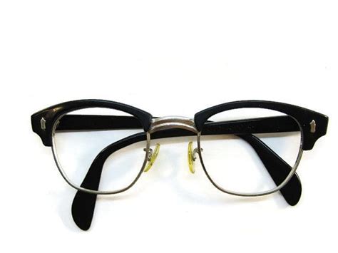 vintage mens black horn rim eyeglasses eyewear frame