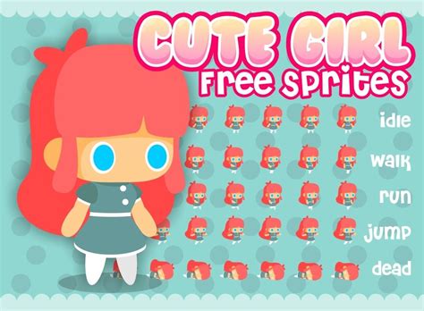 free sprite with cute girl character for 2d side scrolling games play