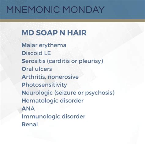 mnemonic monday md soap  hair  steps  dermatology