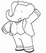 Coloring Babar Elephant Pages Cartoon Popular sketch template