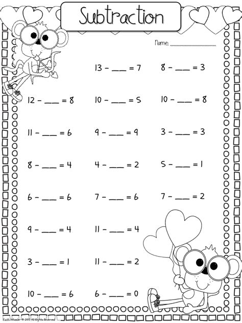 fill   missing number subtraction missing addend kindergarten